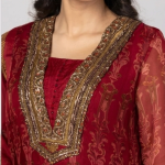 red ornamenta theme shalwar kameez