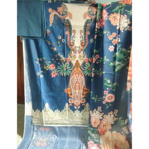 zumzum blue digital print 3pcs shalwar kameez